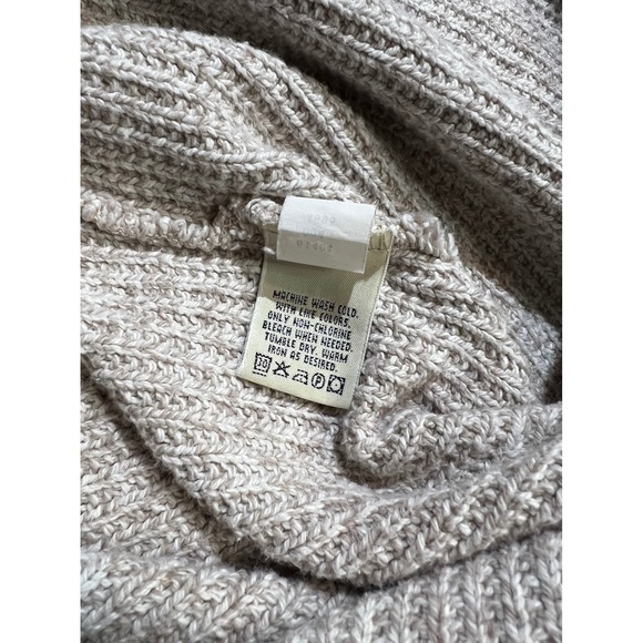 VTG Eddie Bauer Button Front Sweater Vest Oatmeal Beige V-Neck Cotton Knit - Picture 6 of 6